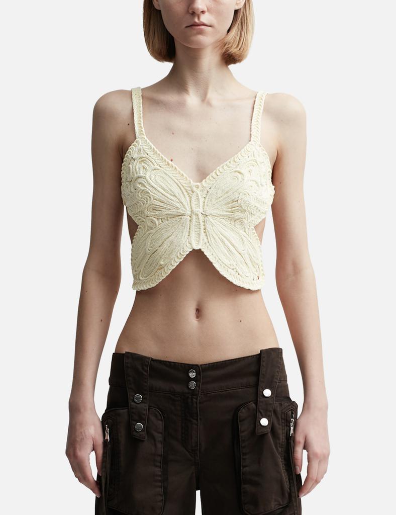 Blumarine Cropped Top with Embroidery Butterfly