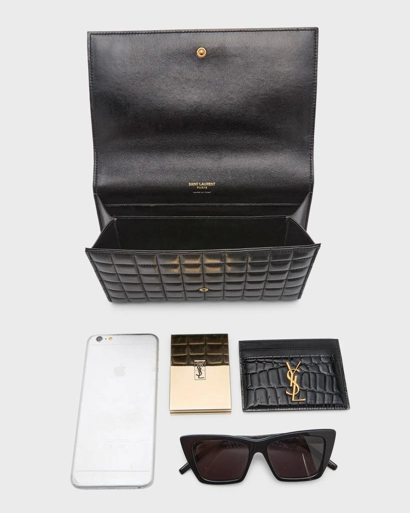 Yves Saint Laurent YSL Monogram Flap Clutch Bag in Quilted Smooth Leather 9