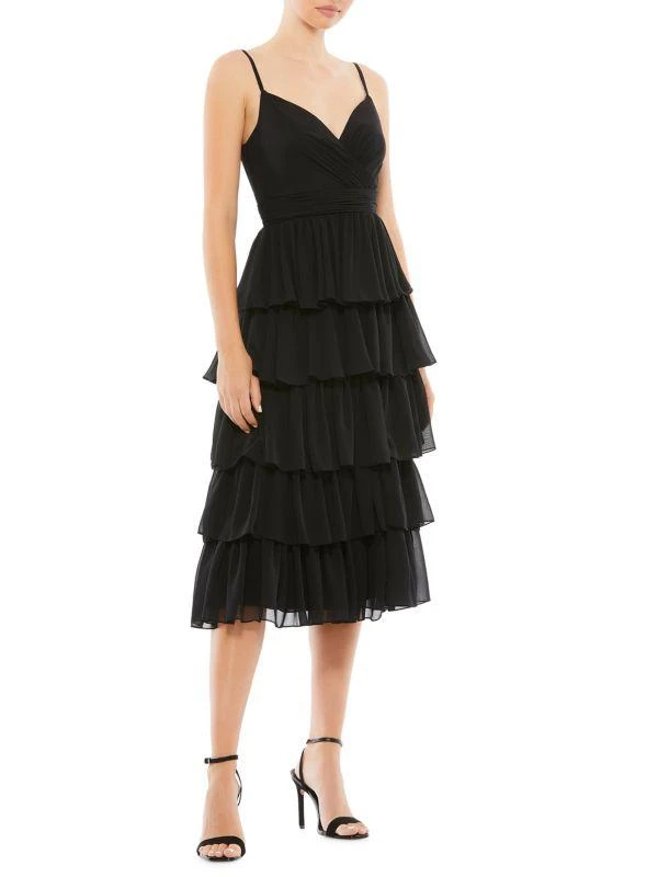 Mac Duggal Ruffle Tiered Surplice Midi Dress 1