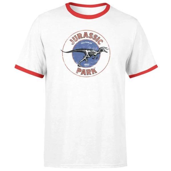 Jurassic Park Jurassic Park Jurassic Target Unisex Ringer T-Shirt - White/Red