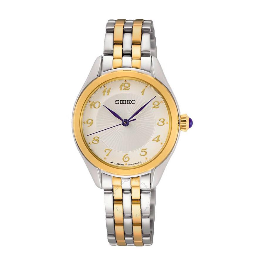 Seiko Quartz Silver Dial Two-Tone Ladies Watch SUR380P1