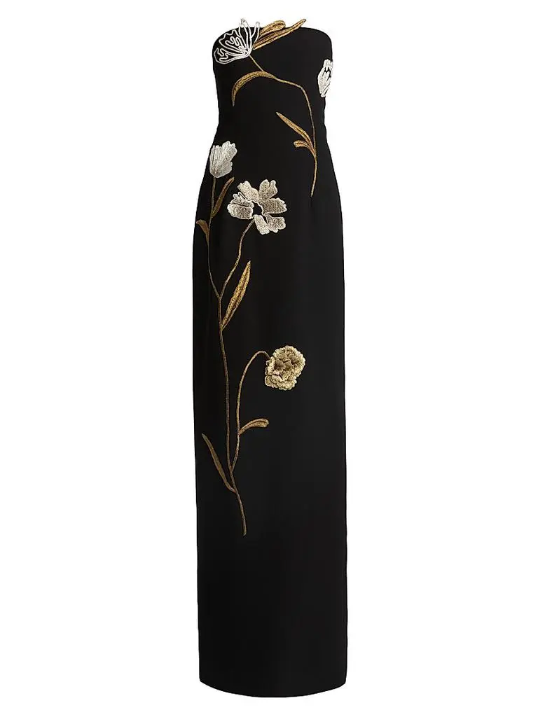 lela rose embroidered dress Tulip Embroidered Linen Nightingale Dress