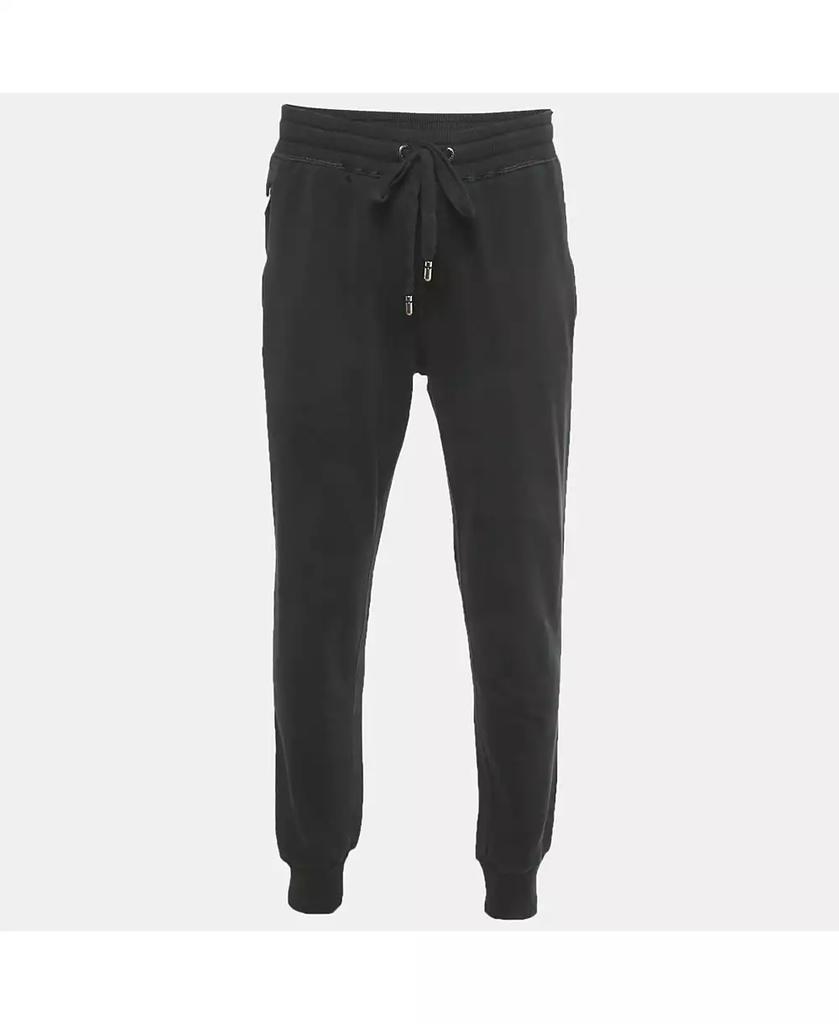Pre-Owned Dolce & Gabbana Men's Black Cotton Logo Plaque Detail Joggers