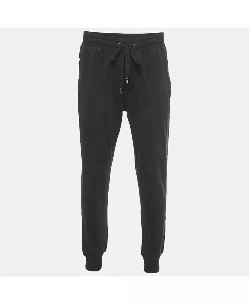 Pre-Owned Dolce & Gabbana Men's Black Cotton Logo Plaque Detail Joggers 1