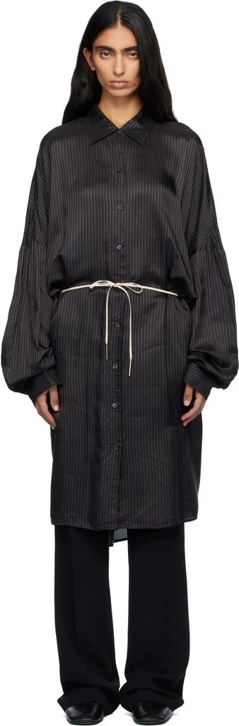 Dries Van Noten Gray Striped Midi Dress 1