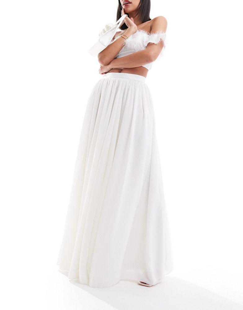 Y.A.S. YAS Bridal tuelle maxi skirt in white - WHITE