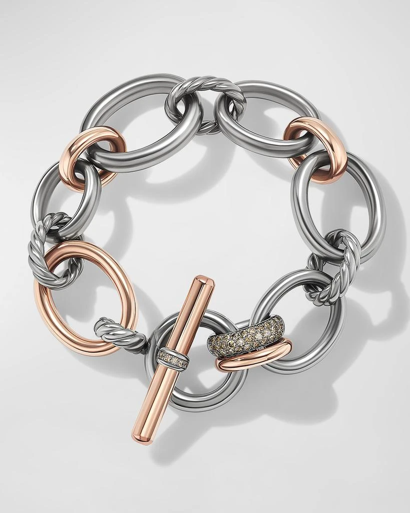 David Yurman DY Mercer Bracelet with Diamonds and 18K Rose Gold in Silver, 25mm 2