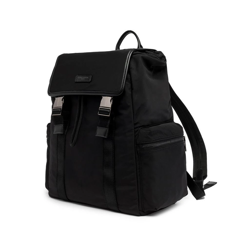 GIANNI CHIARINI Black Leather Backpack with Flap Closure 2