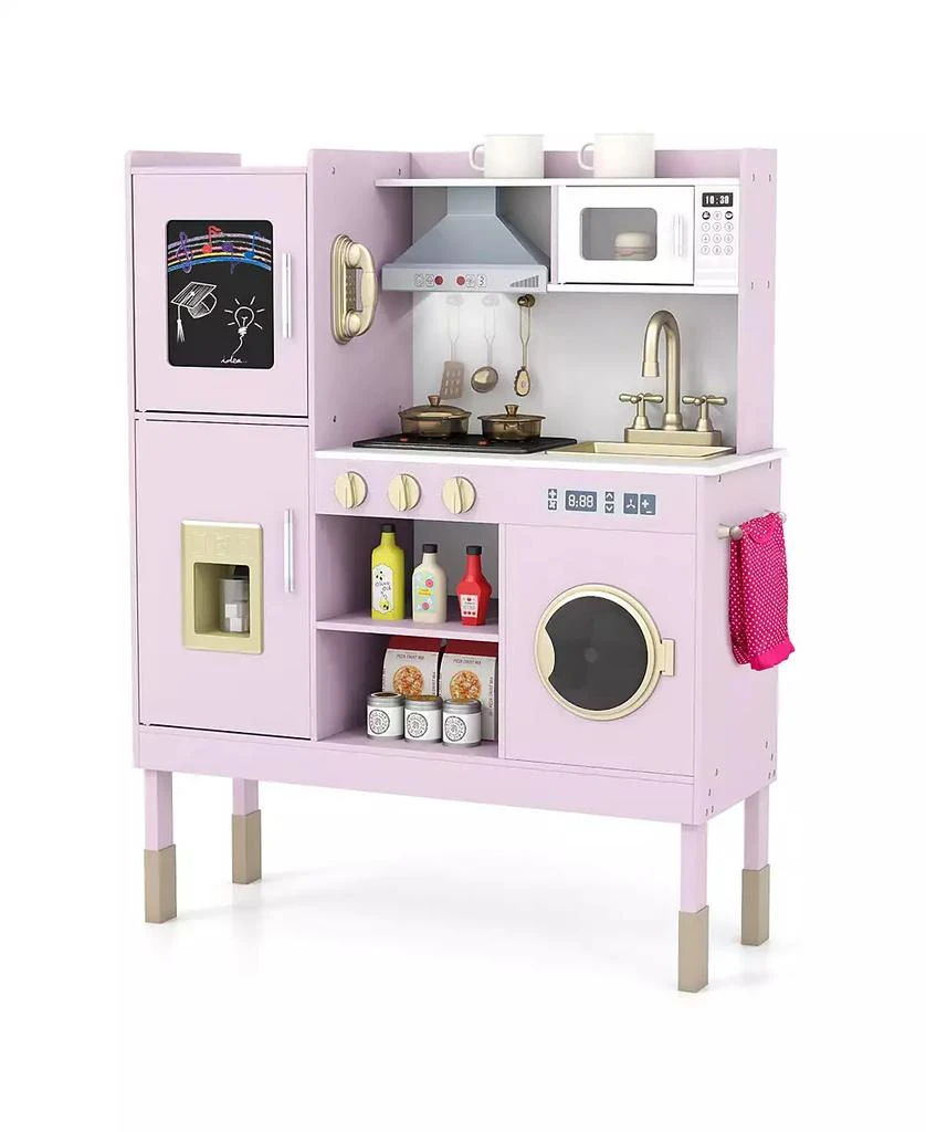 Mecale Pretend Play Kitchen Toy with Range Hood, Ice Maker 
Telephone for Kids  Role Play