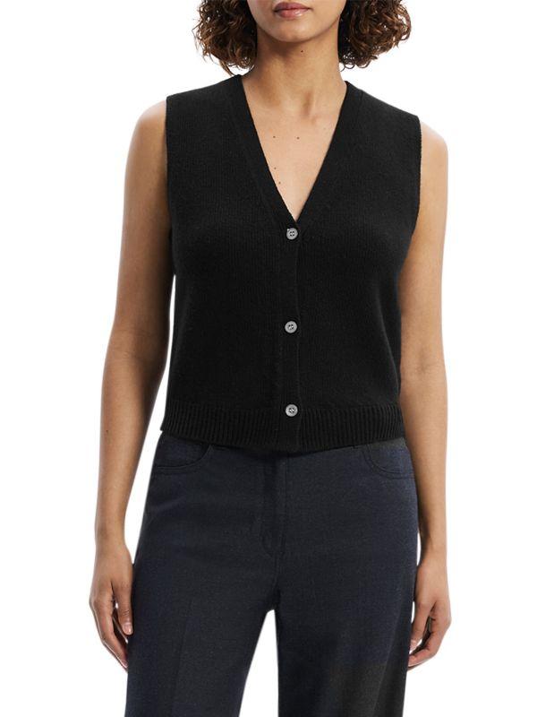 Theory Wool-Blend Knit Button-Front Vest