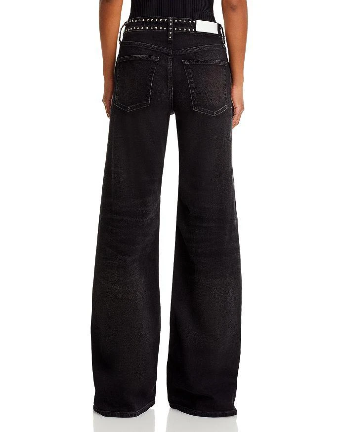 Re/Done Studded Mid Rise Wide Leg Jeans in Crafted Black 3