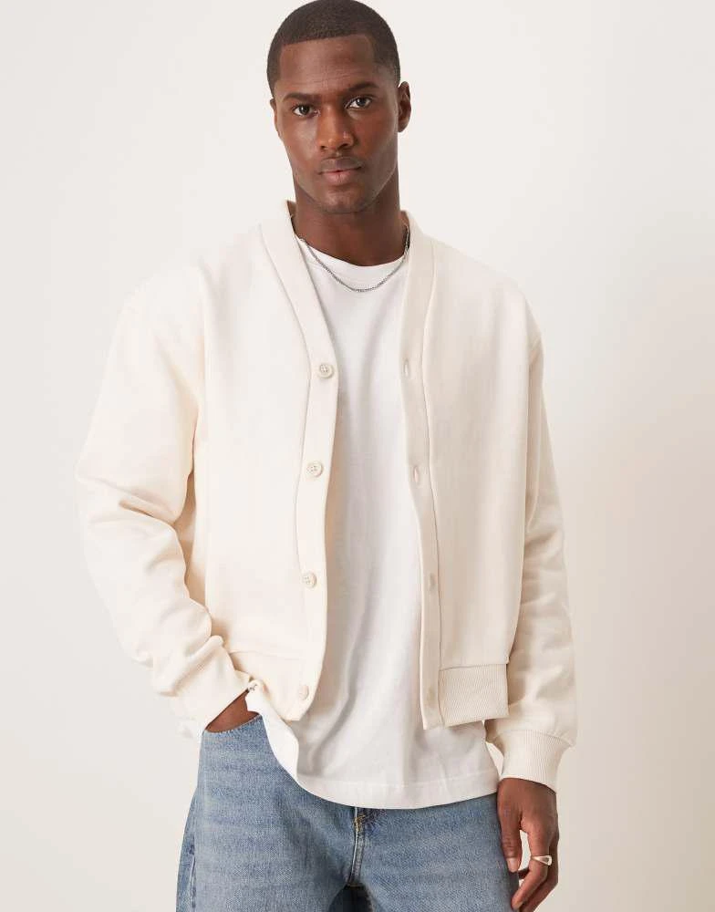 ASOS ASOS DESIGN premium heavyweight boxy oversized cardigan in white - CREAM 1
