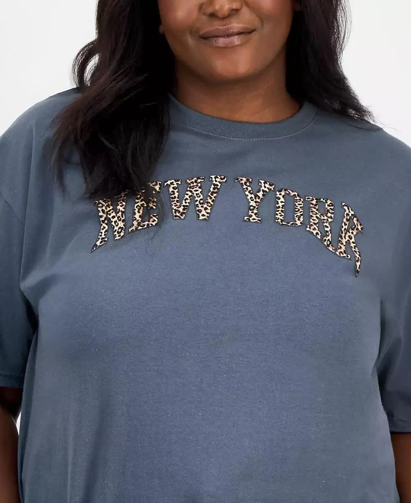 Rebellious One Trendy Plus Size Cotton Short-Sleeve Cheetah-Print New York Graphic T-Shirt 3