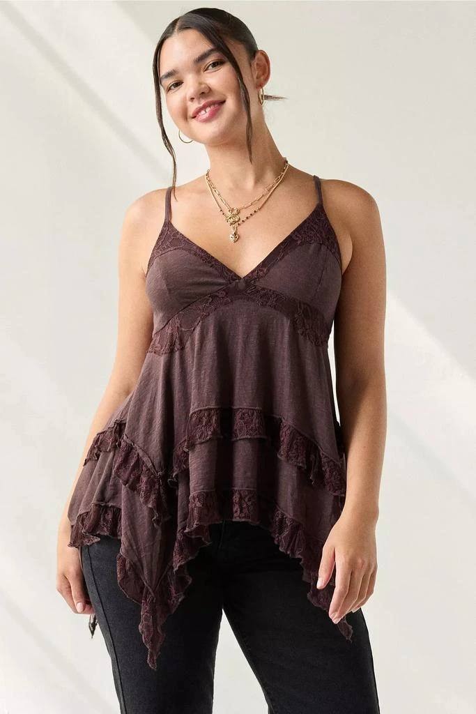 Kimchi Blue Kimchi Blue Asterid Lace Trim Asymmetric Babydoll Cami 1