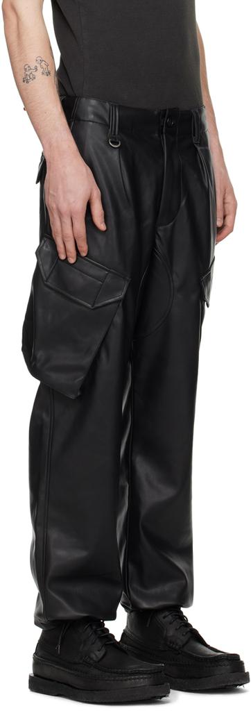 SOPHNET. Black Sustainable Faux-Leather Cargo Pants