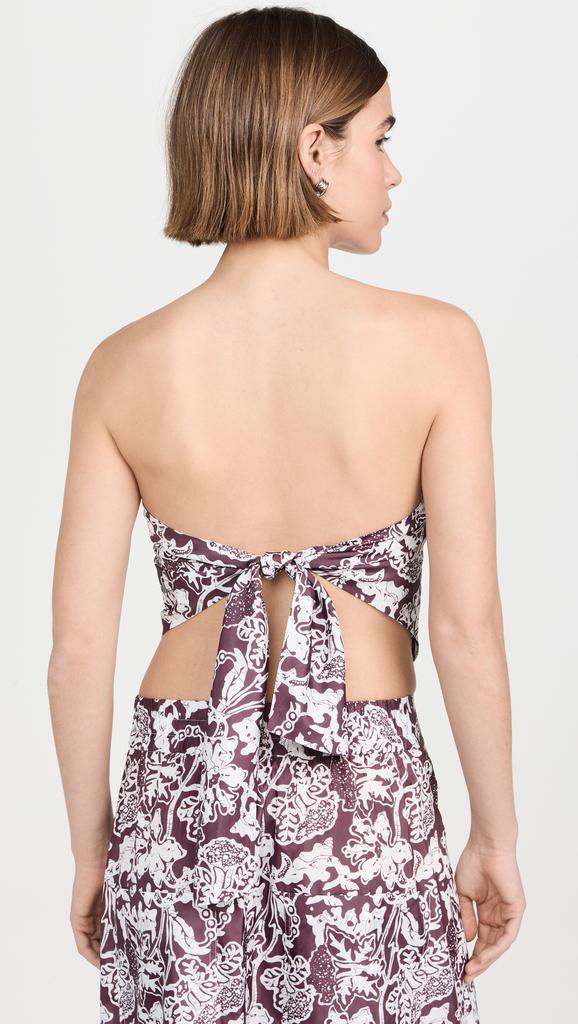 Tibi Batik Strapless Bandeau Top