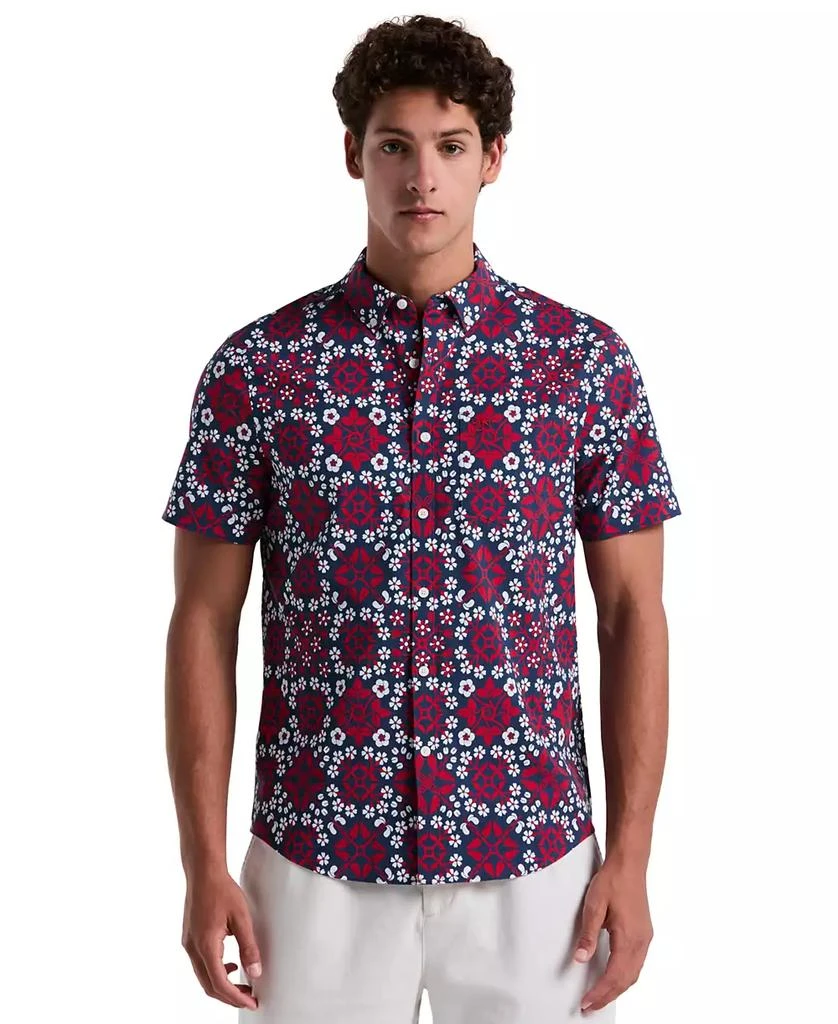 Original Penguin Men's Slim Fit Short Sleeve Medallion Print Button-Down Shirt 1