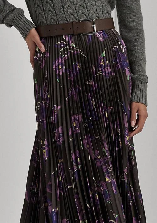 Ralph Lauren Ralph Lauren Floral Pleated Satin Charmeuse Skirt 3