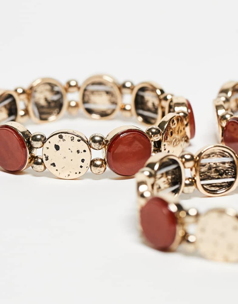 Topshop Topshop Bella 3 pack bracelets in burgundy