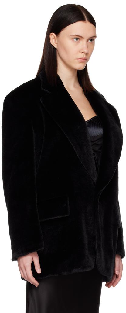 Junya Watanabe Black Notched Lapel Faux-Fur Blazer