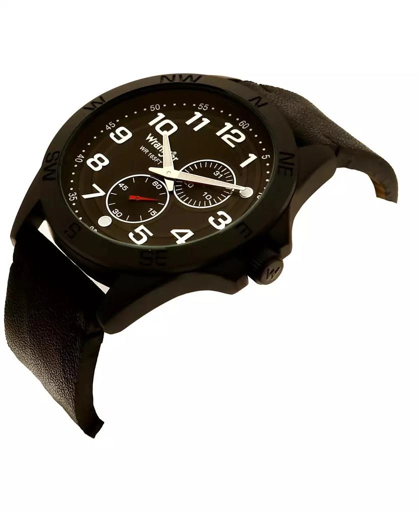Wrangler Men's Black Faux Leather Strap Watch, 48MM 2