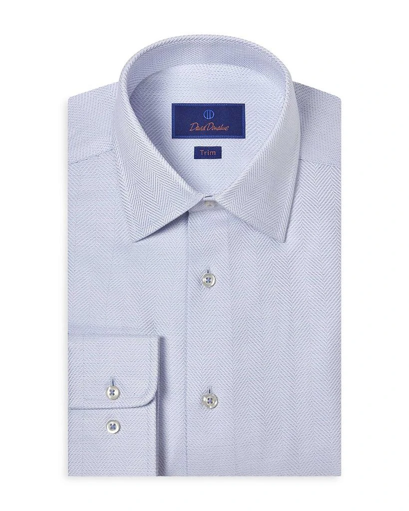 David Donahue Trim Fit Tic Herringbone Dress Shirt 1