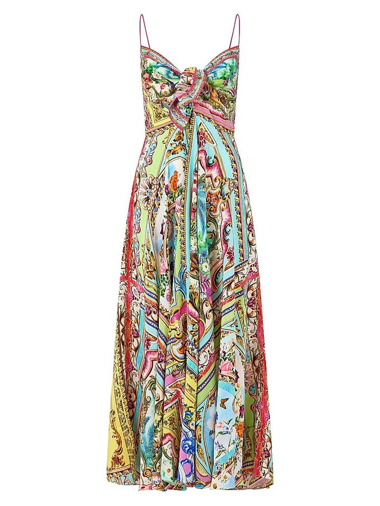 knee length dresses for ladies CAMILLA STOCKIST Ottoman Dynasty Long Dress with Tie Front – Smoke &  Mirrors Boutique