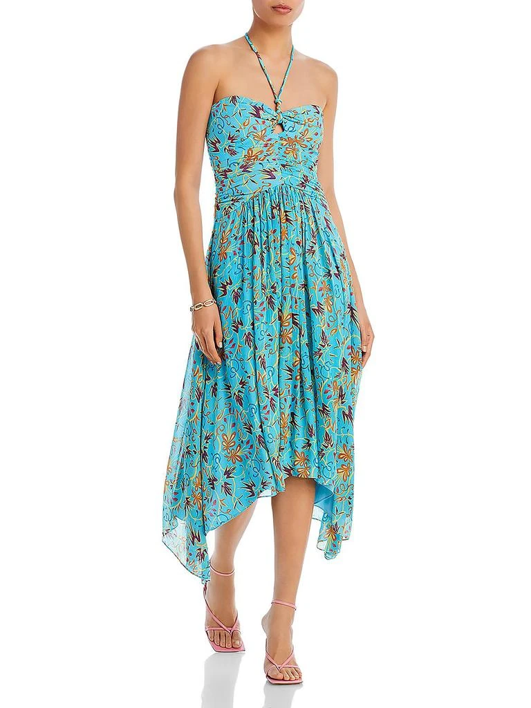 A.L.C. Womens Handkerchief Hem Midi Halter Dress 1