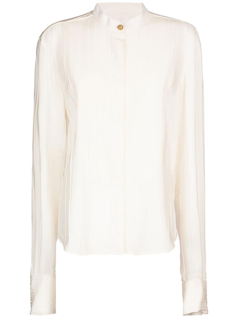 Balmain Crepe De Chine Plastron Shirt