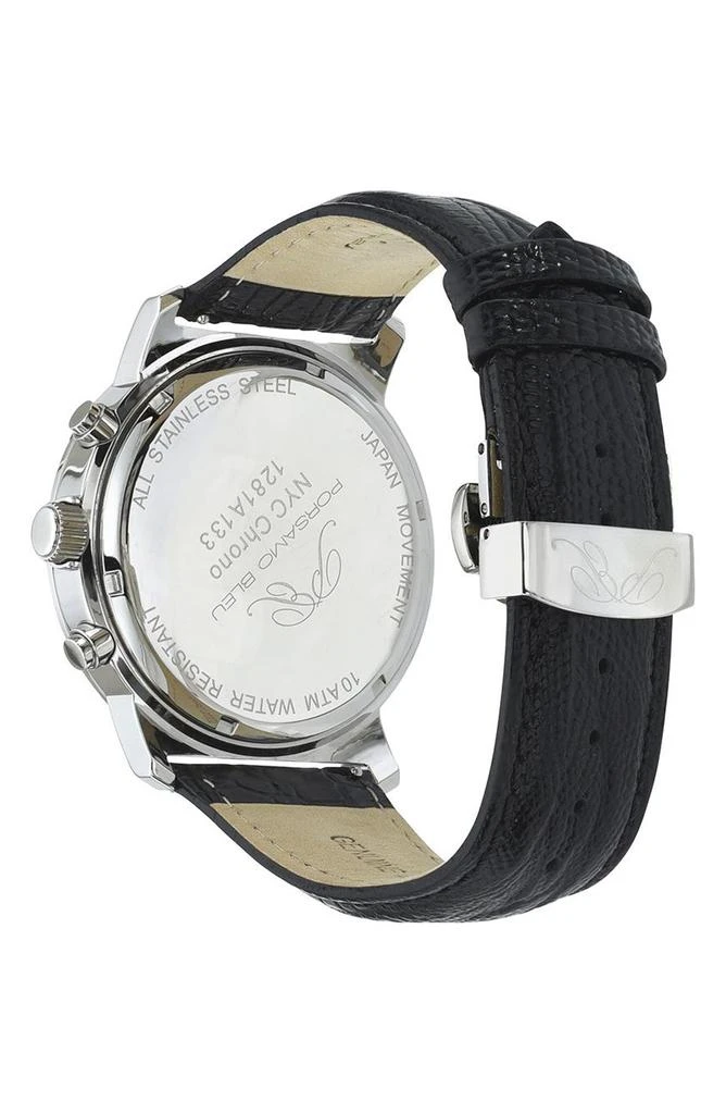 Porsamo Bleu NYC Chronograph Leather Strap Watch, 38mm 3