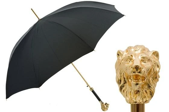 PASOTTI Pasotti - Black Umbrella with Gold Lion Handle 8