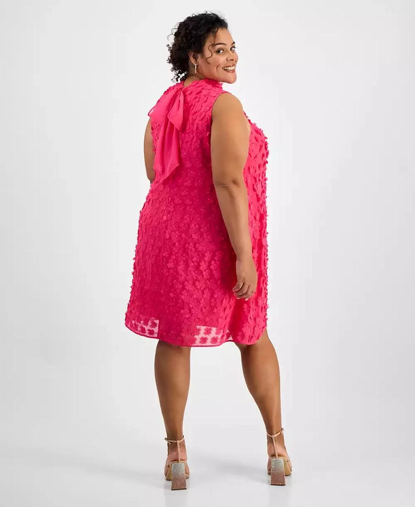 Robbie Bee Plus Size 3D-Flower Mock-Neck Trapeze Dress 5