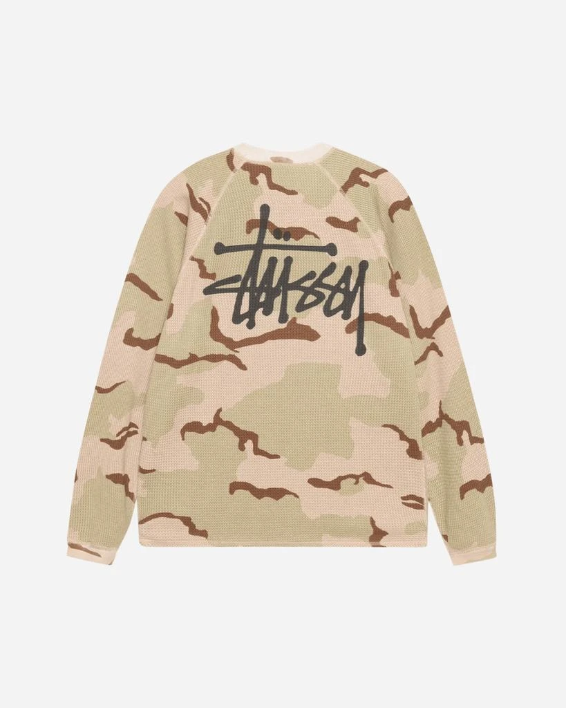 STUSSY Men's Basic Stock Thermal Longsleeve T-Shirt Sand Camo 1