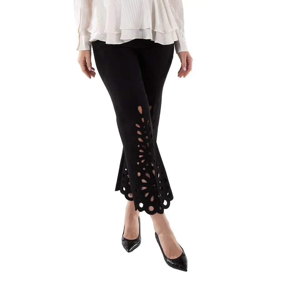 Burberry Burberry Ladies Black Isabelle Eyelet Hem Wool Trousers, Brand Size 2 (US Size 0) 2