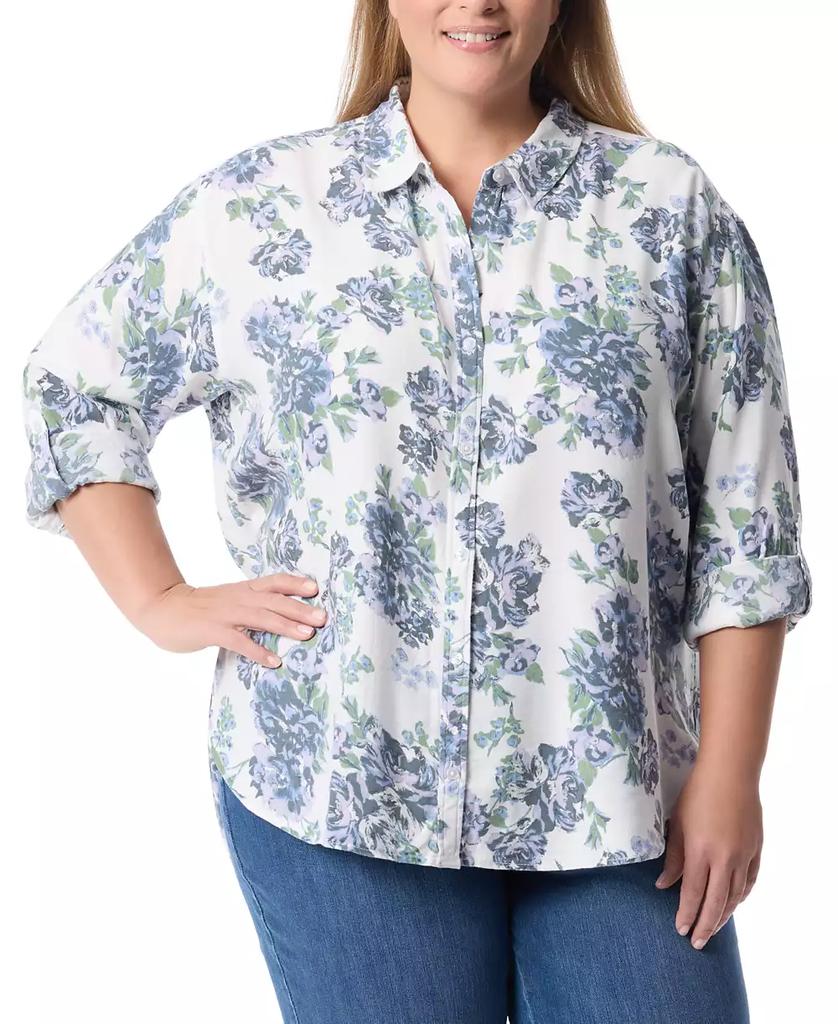 Gloria Vanderbilt Plus Size Amanda Cotton Oversized Printed Shirt