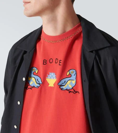 BODE Twin Parakeet embroidered cotton T-shirt 6