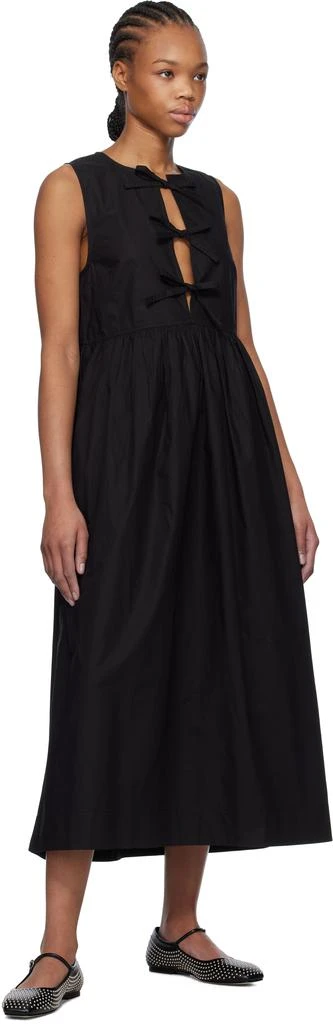 Ganni Black Cotton Poplin Midi Dress 4
