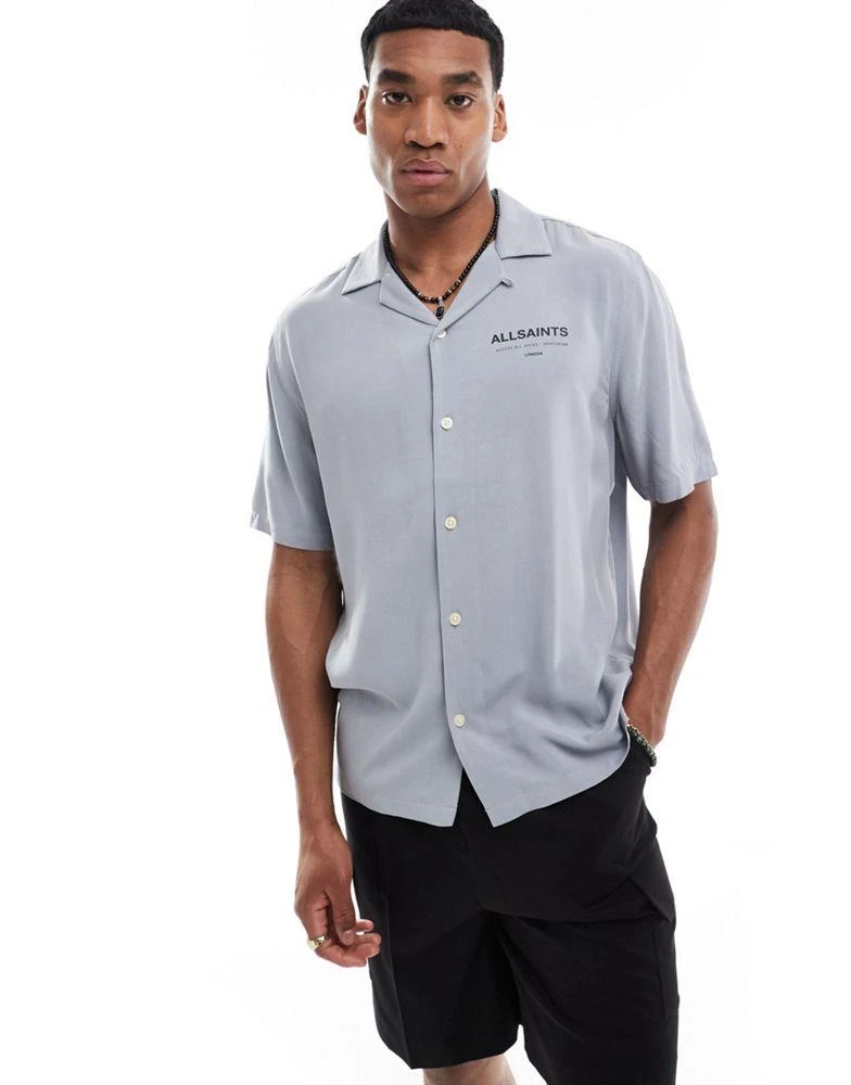 ALL SAINTS AllSaints Access Underground short sleeve shirt in grey 3