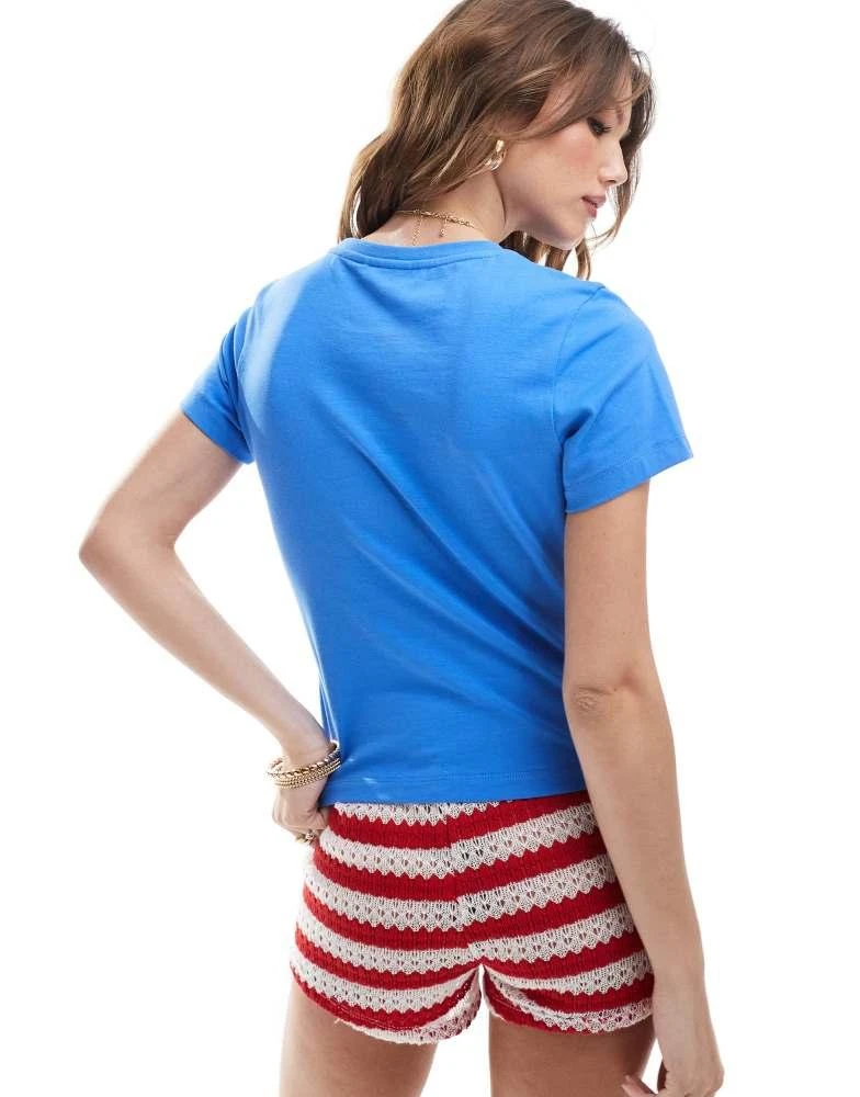 ASOS ASOS DESIGN baby tee with rosa fiore grapic in blue 2