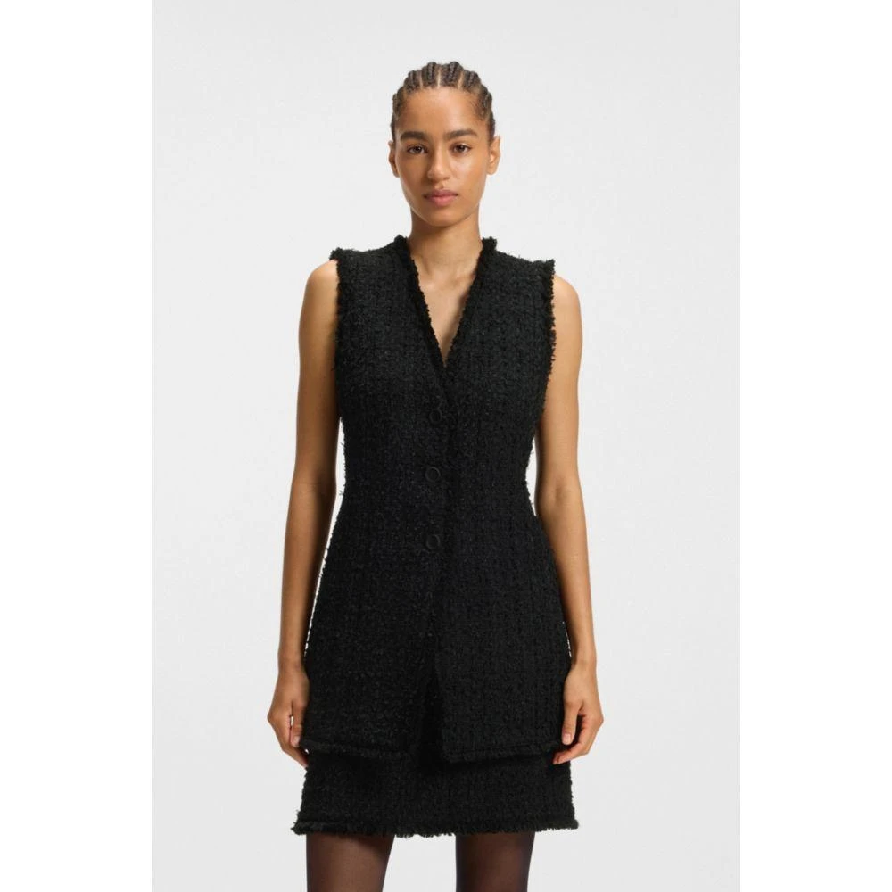 Hugo Boss Sleeveless regular-fit blazer in velvet tweed 3