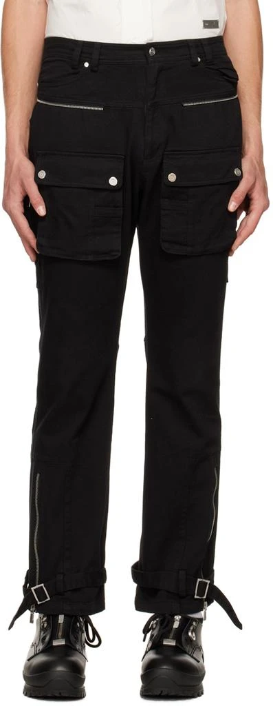 C2H4 Black Tulwar Cut Military Cargo Pants 1