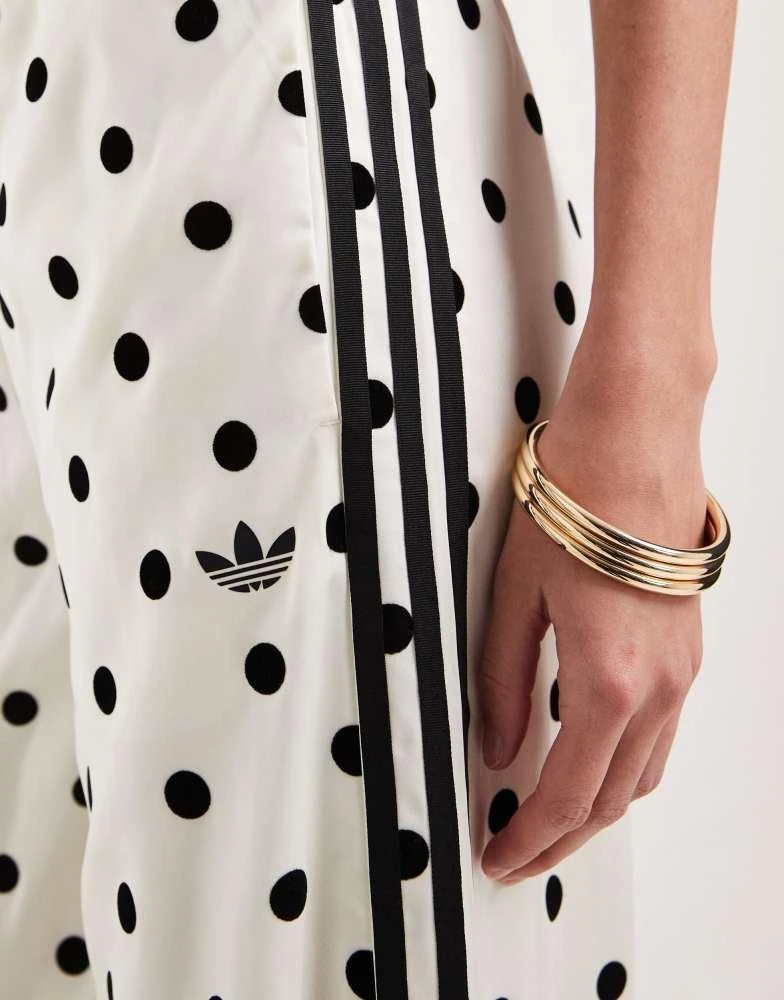 Adidas adidas Originals satin wide leg track pants in white polka dot 5