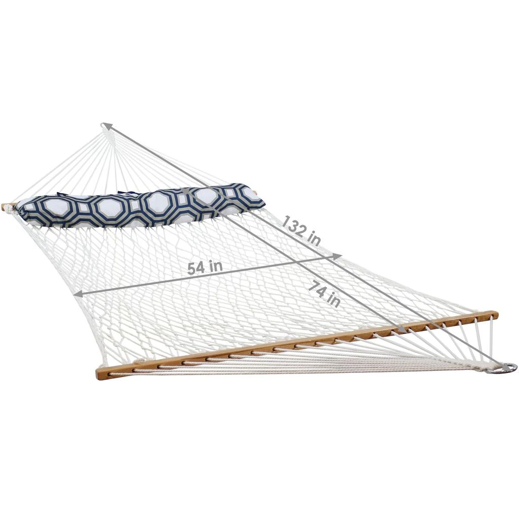 Sunnydaze Double Wide 2-Person Polyester Rope Hammock with Spreader Bars - 400-Pound Weight Capacity 3