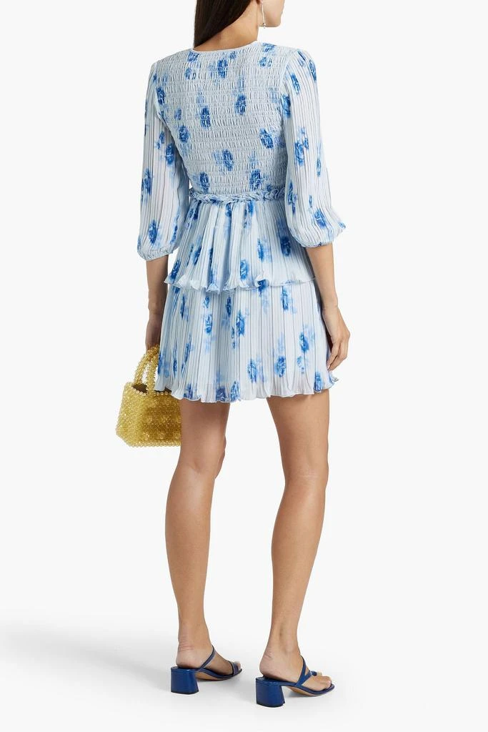 Ganni Shirred floral-print crepe de chine mini dress 3