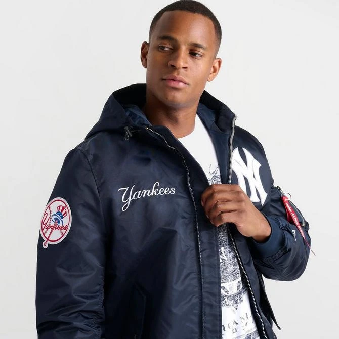 New Era Men's New Era x Alpha Industries New York Yankees MLB Hooded Bomber Jacket 5