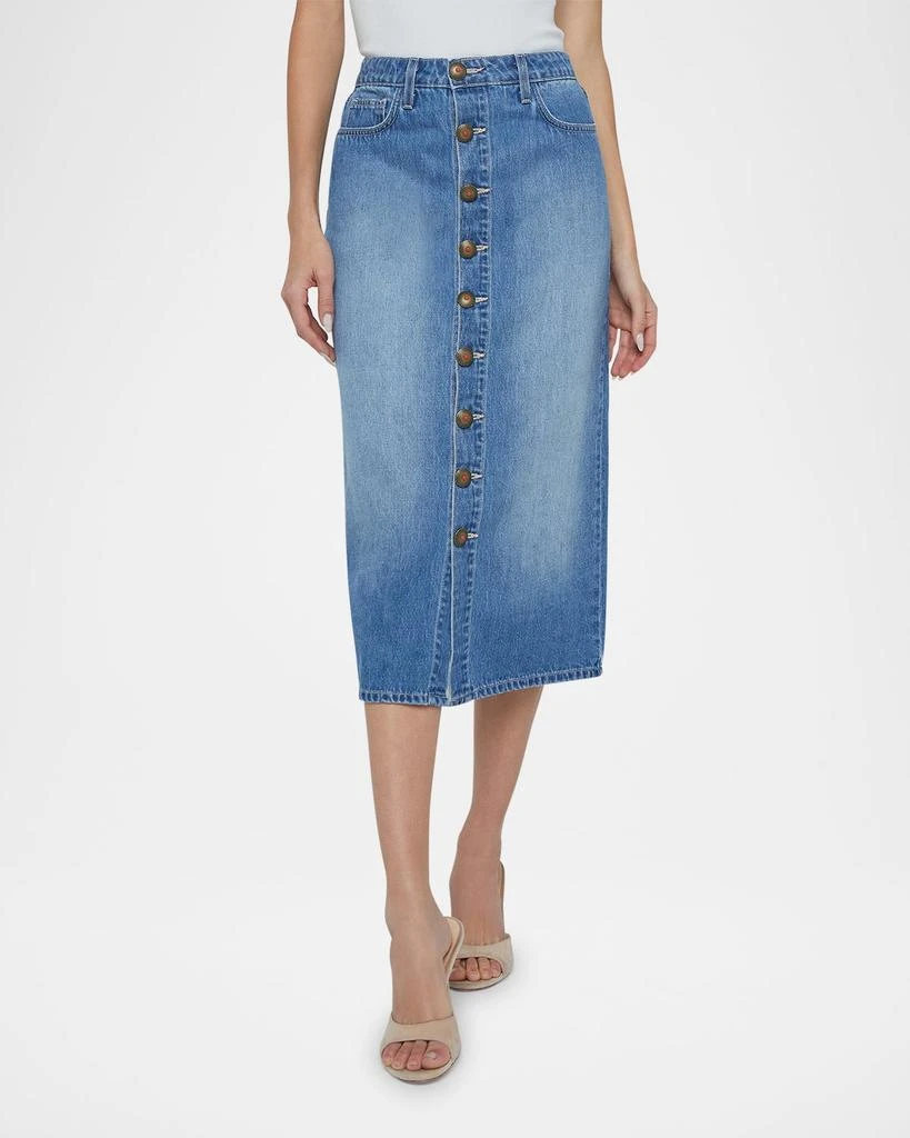 L'Agence Kathleen Button-Front Denim Midi Skirt 4