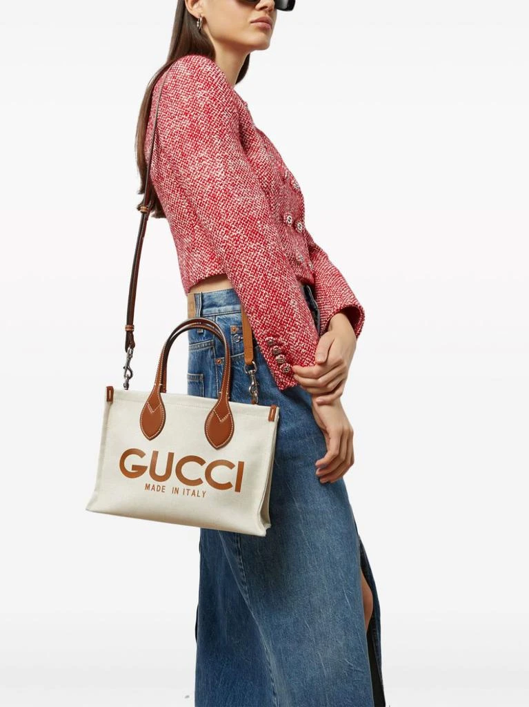 Gucci GUCCI - Linen And Leather Tote Bag 4