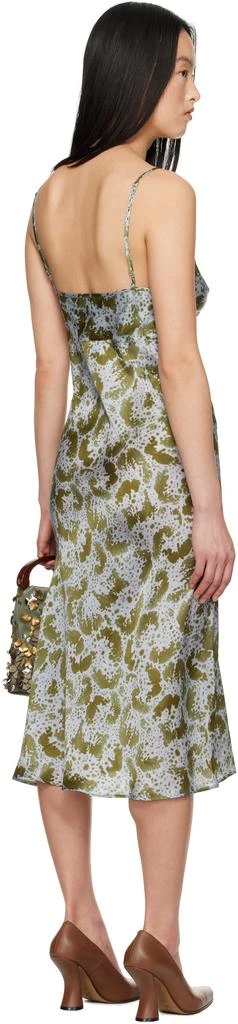 Dries Van Noten Blue 
Green Silk Slip Midi Dress 3