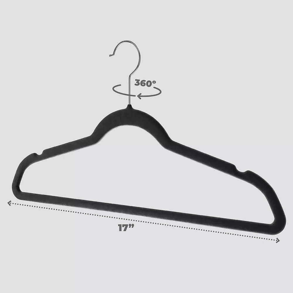 HomeIT 50-pack Velvet Hanger Ultra-Thin - 360 Degree Swivel Hook Black Hangers with Clips - Non-slip Hangers for Skirts and Pants Hangers 4