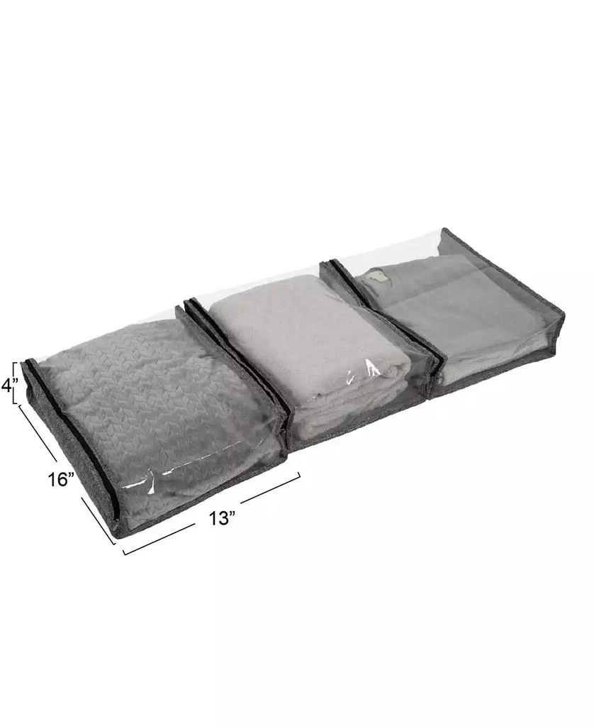 Household Essentials Under Bed Zippered Sweater Storage Bags with Clear Vision Panel, Set of 3, Graphite Grey 2